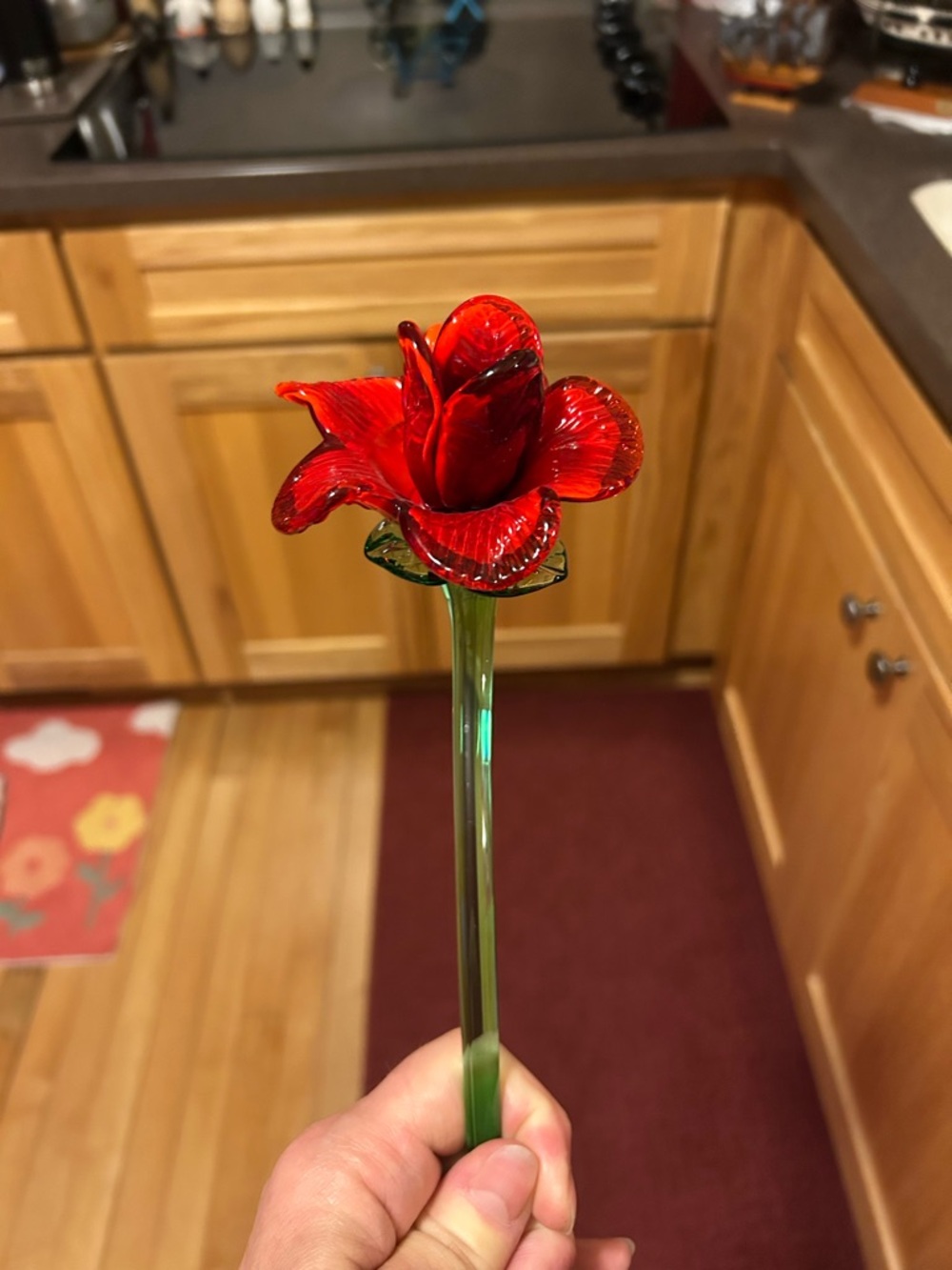Long Stem Glass Rose - Picture 2 of 3